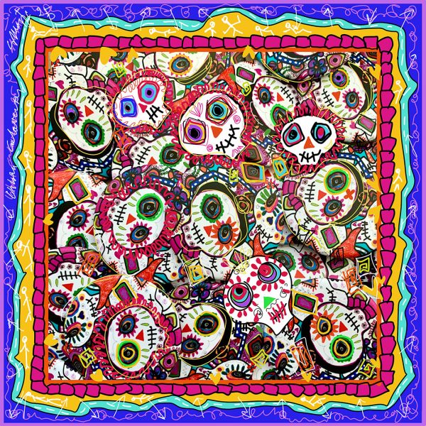 Urban Calaveras contemporary art scarf - Image 4